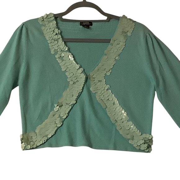 Shine New York Women Sequin Embellished Silk & Cashmere Cardigan Sweater Size M - Picture 2 of 8